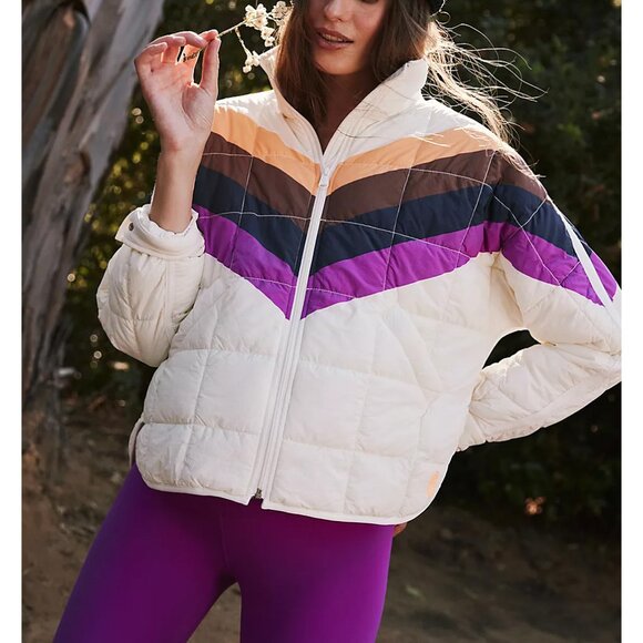 FP MOVEMENT Hatch Printed Puffer Jacket / Ivory Chevron Combo - Picture 1 of 11